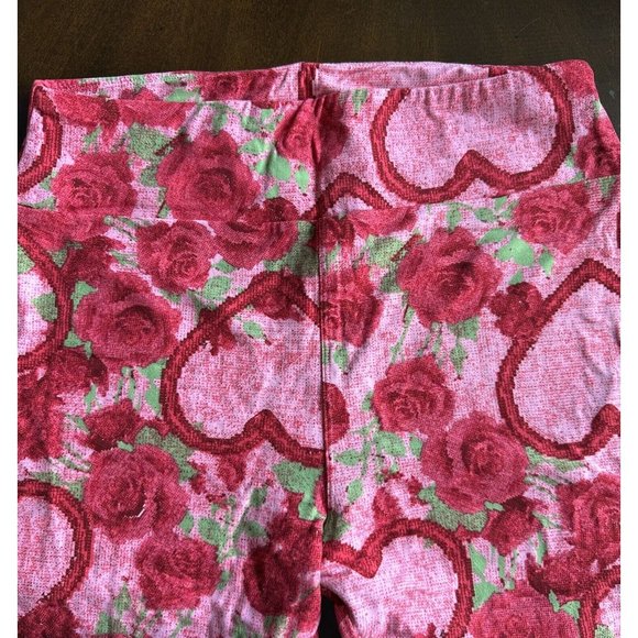 Lularoe Leggings TC Valentines Day Roses Hearts Print Tall and Curvy, NWOT - Picture 2 of 2